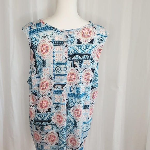 J. Jill Womens Love Linen Sleeveless Long Tunic Top Multicolored Size XL Tall - Picture 2 of 4